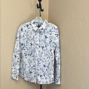 Floral Blue Non-Iron Blouse